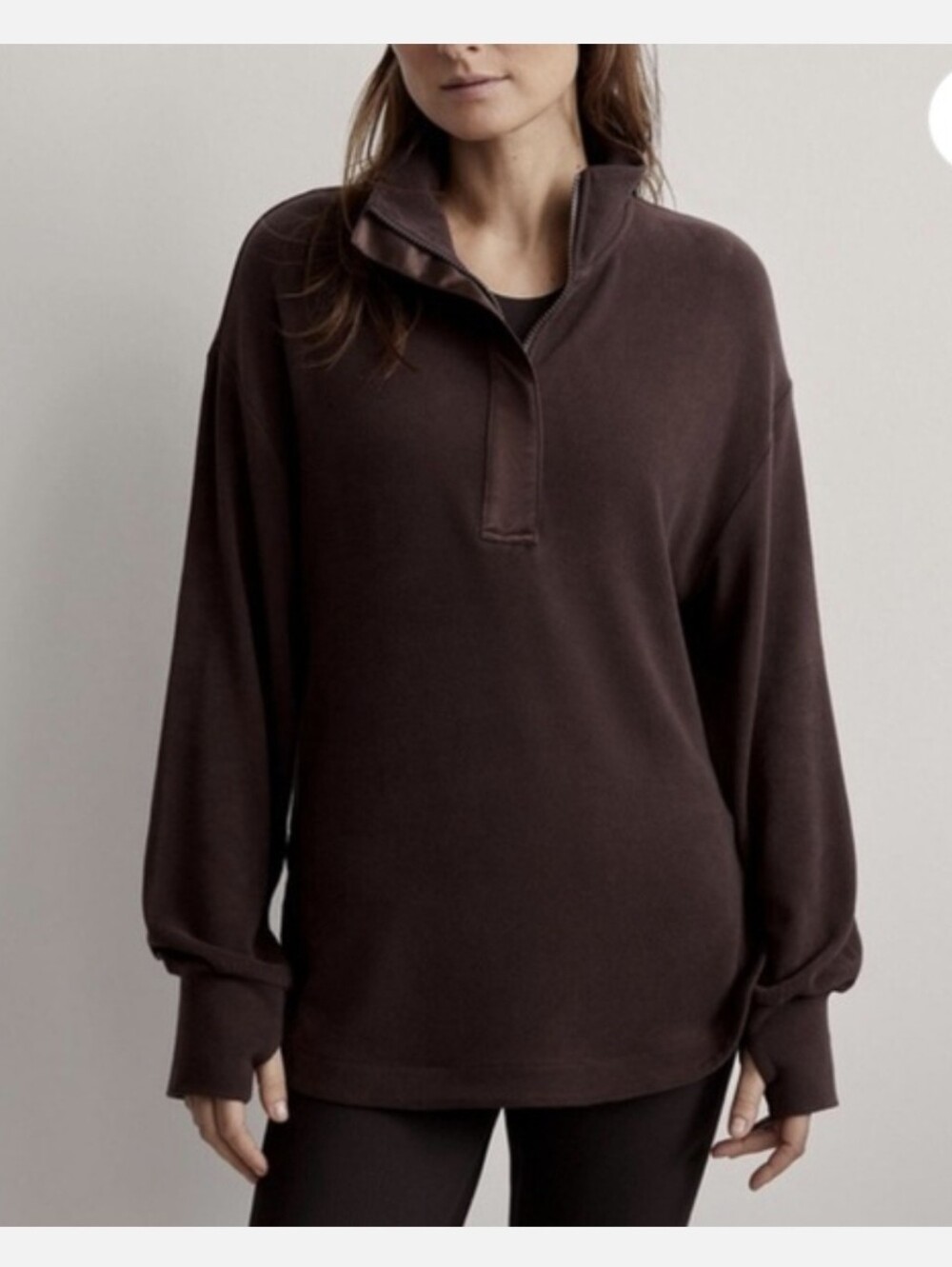 Varley Roeder Half Zip Midlayer Restore Jersey Pullover Choc Brown L Athleisure